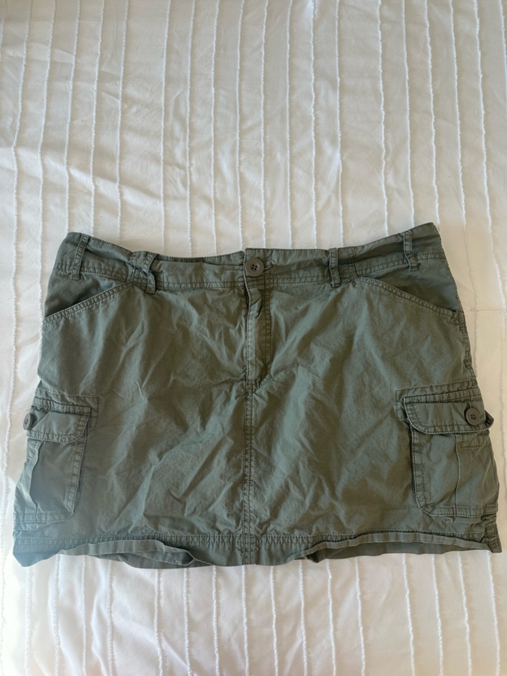 Olive Green Cargo Mini Skort - Women's Casual Utility Style